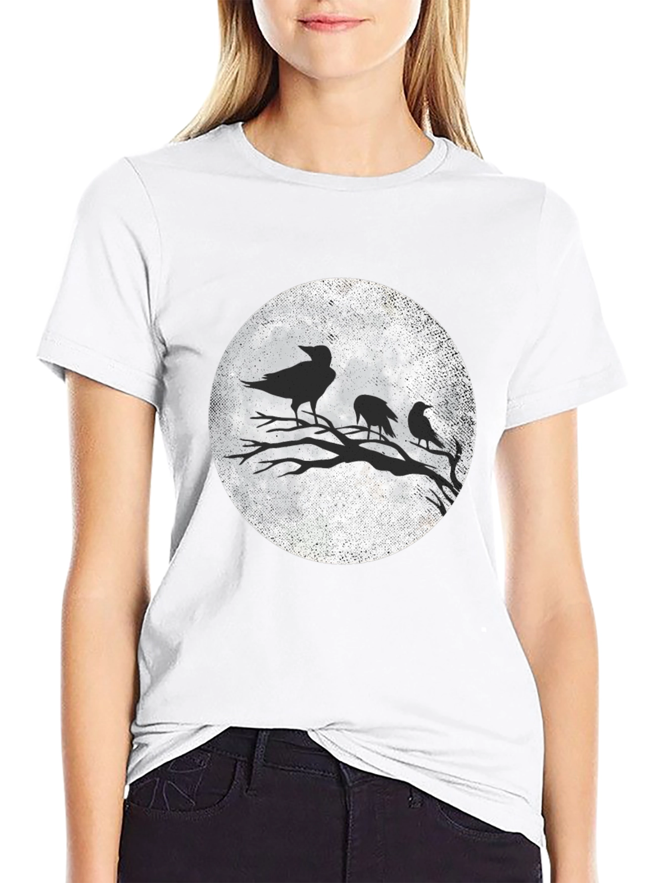 Raven Moon Graphic T-Shirt - Black Crow Tee