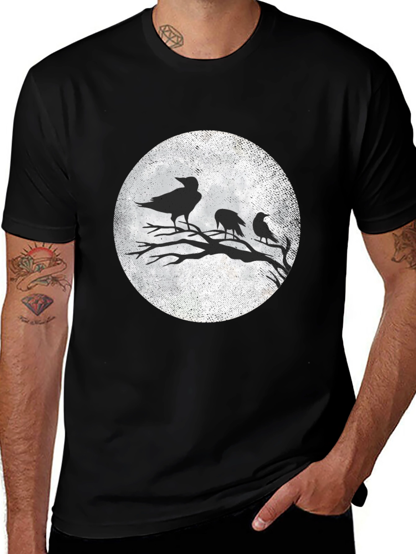Raven Moon Graphic T-Shirt - Black Crow Tee