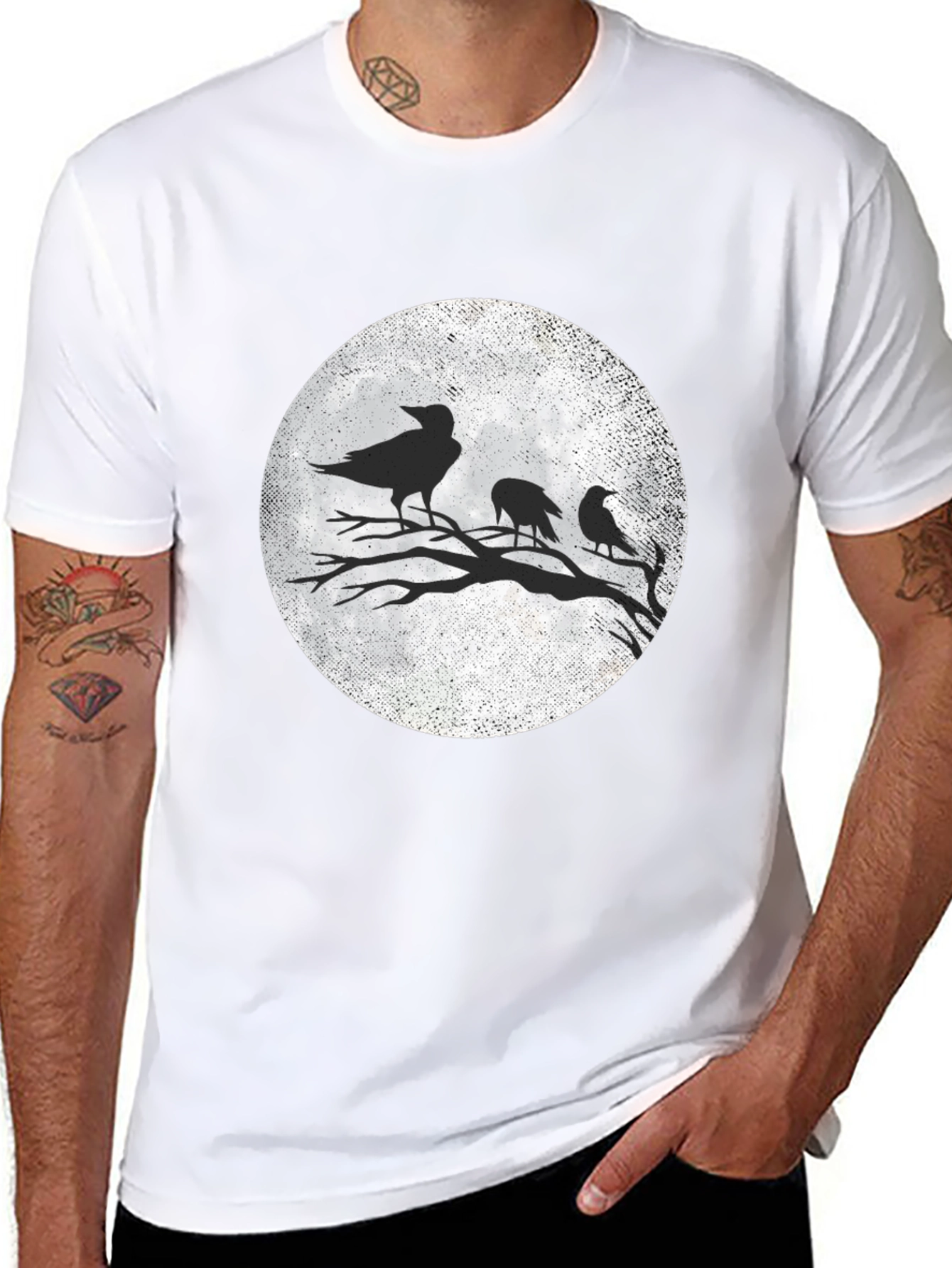 Raven Moon Graphic T-Shirt - Black Crow Tee