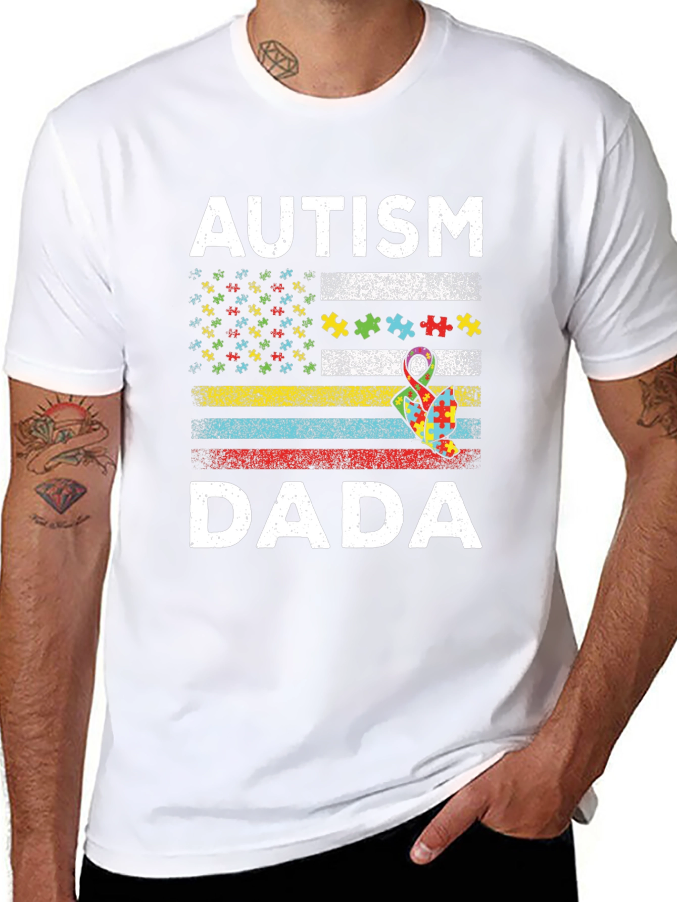 Autism Dada T-Shirt Puzzle Piece Awareness