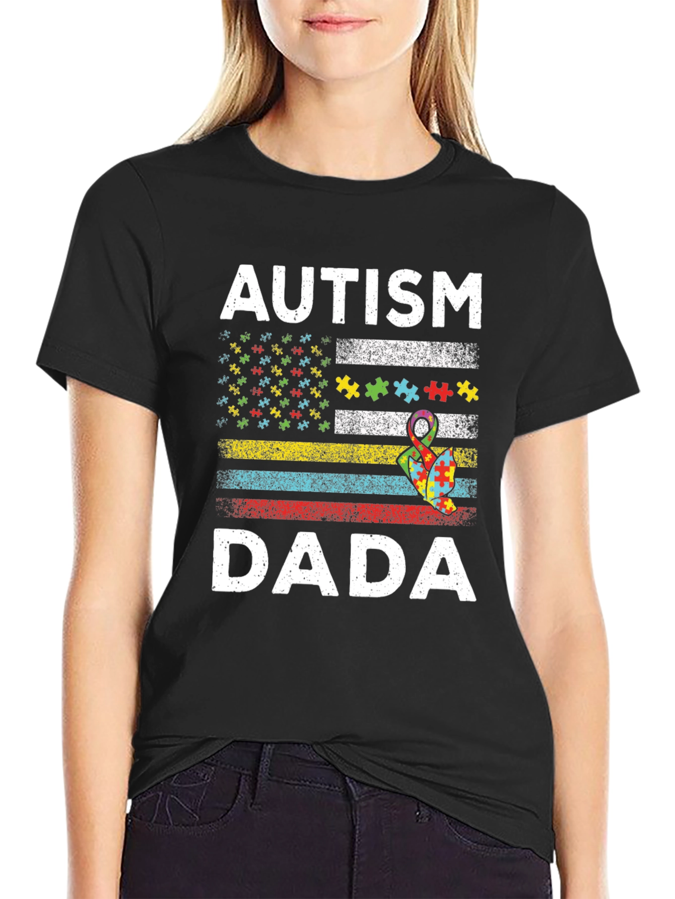 Autism Dada T-Shirt Puzzle Piece Awareness