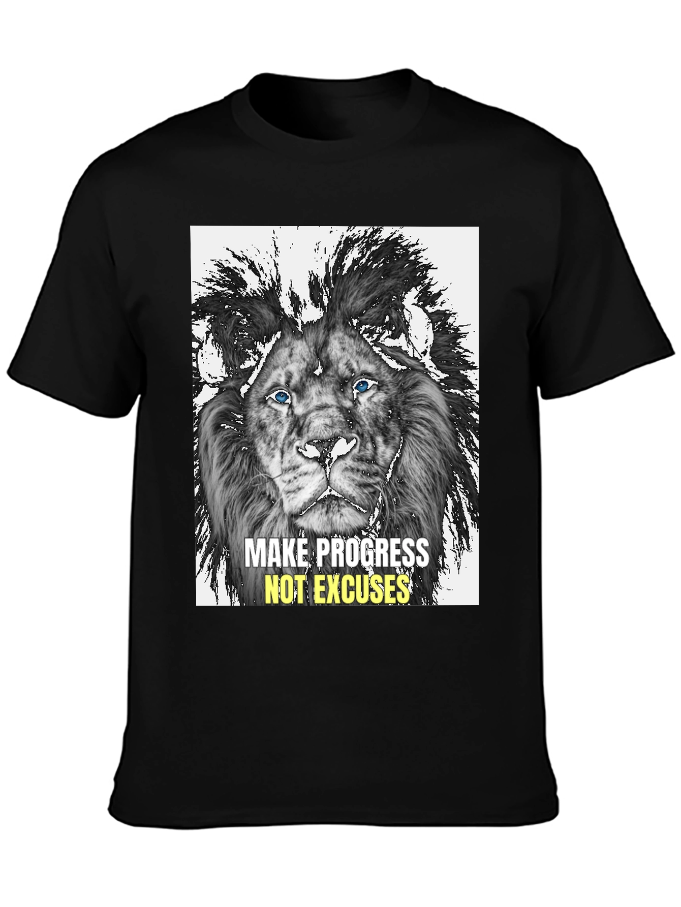 Lion Graphic Print Tee - Progress Over Excuses