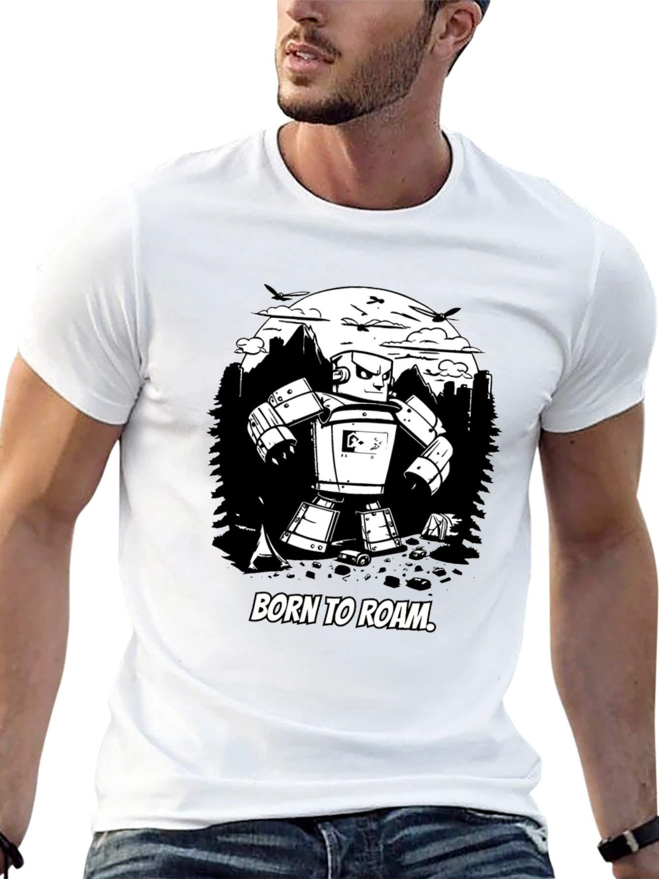 Born to Roam Robot Graphic Tee
