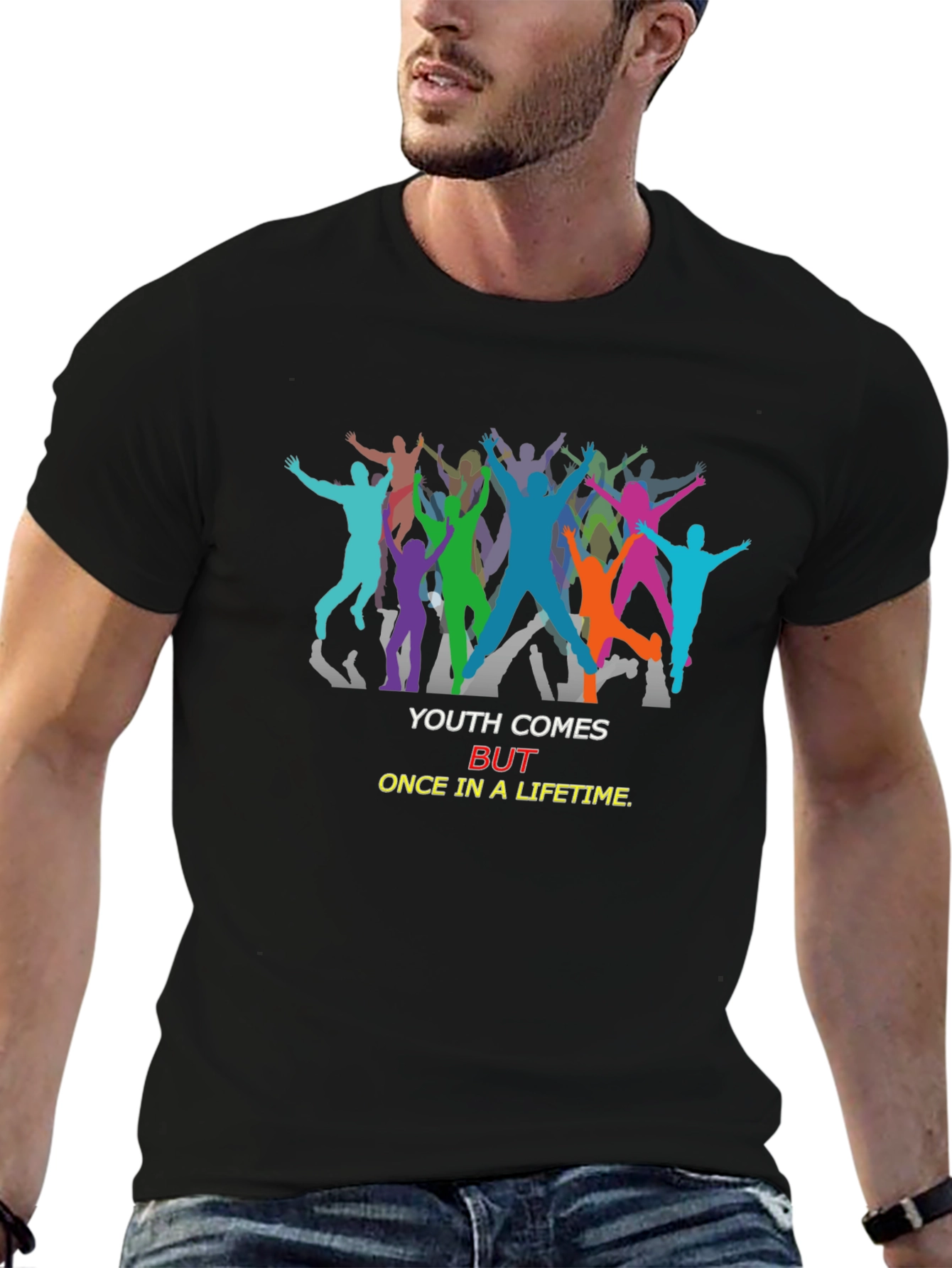 Youth Comes Once T-Shirt Unisex Black Tee