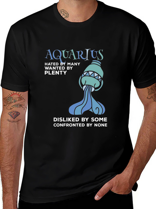 Aquarius Zodiac Graphic T-Shirt - Hated By Many Wanted By Plenty