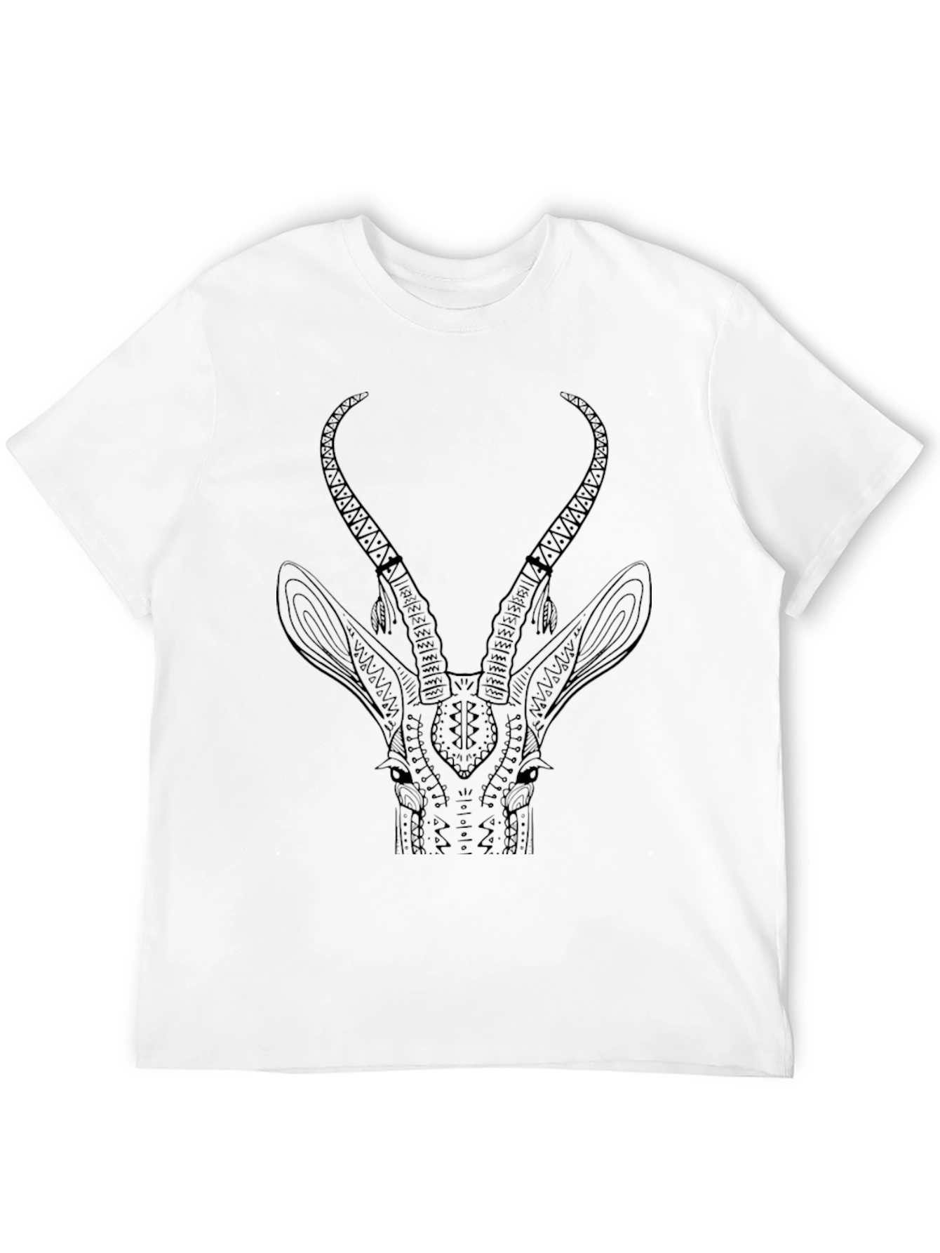 Tribal Antelope Graphic Black T-Shirt