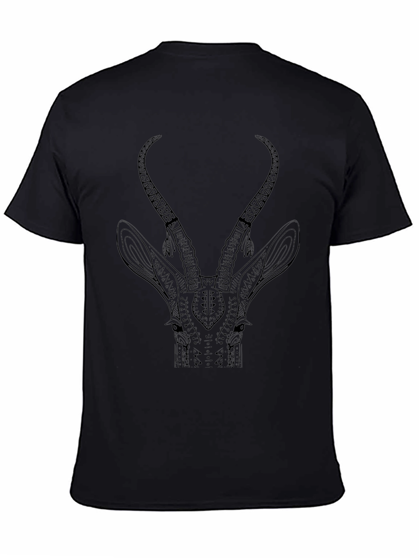Tribal Antelope Graphic Black T-Shirt