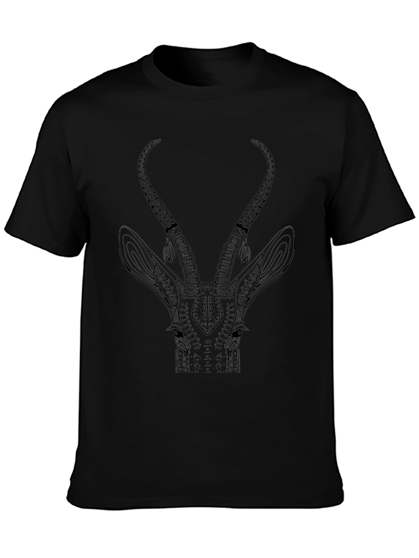 Tribal Antelope Graphic Black T-Shirt