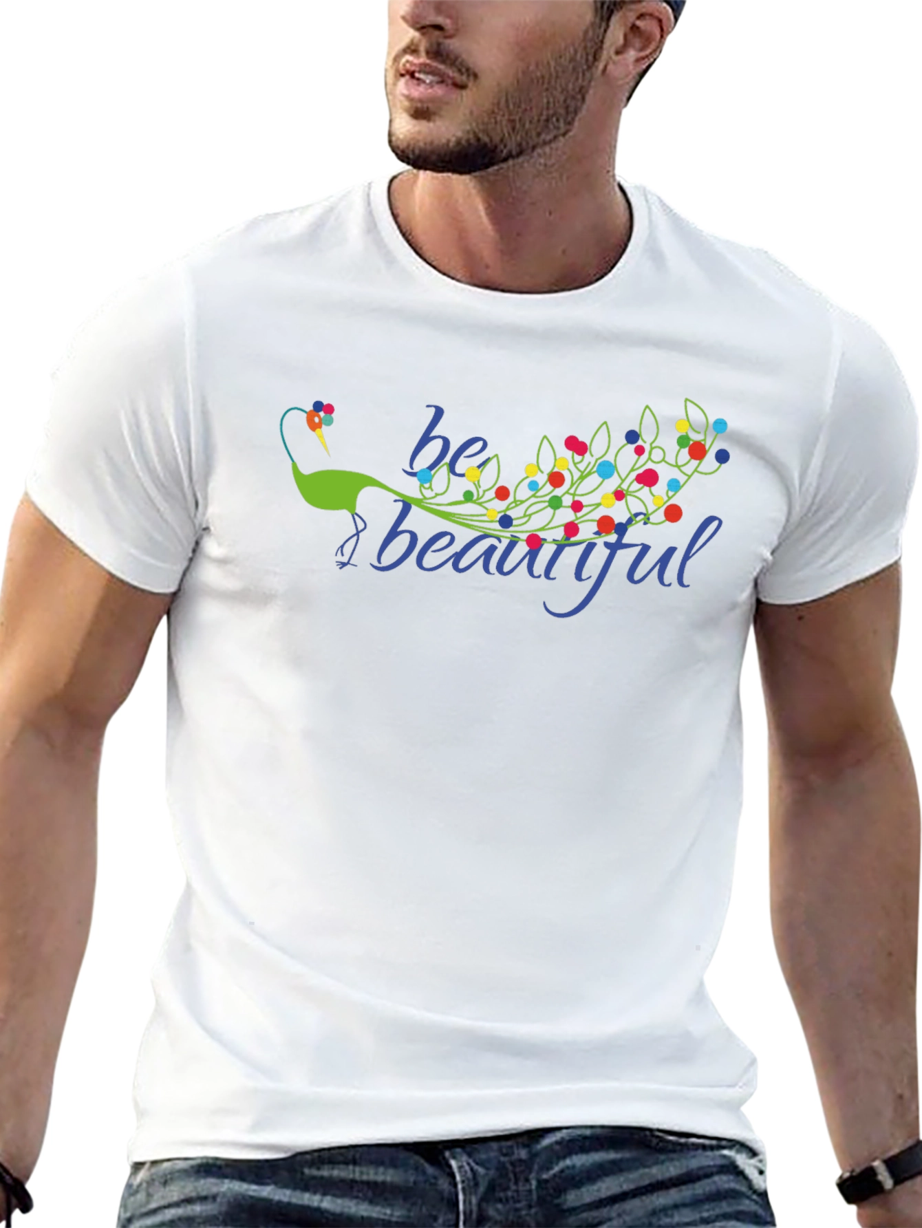 Be Beautiful Peacock Graphic T-Shirt