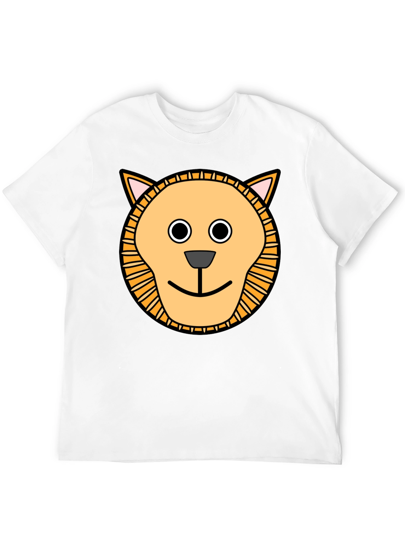 Cute Cartoon Lion Graphic T-Shirt - Black