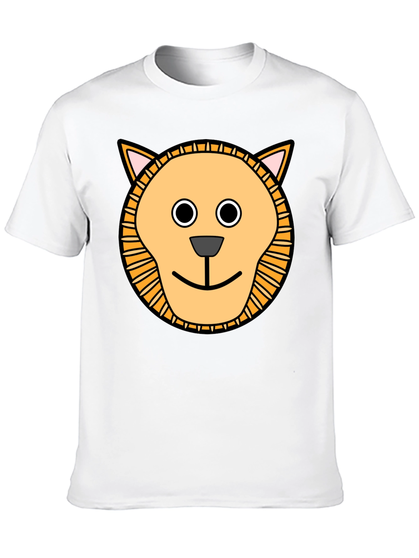 Cute Cartoon Lion Graphic T-Shirt - Black