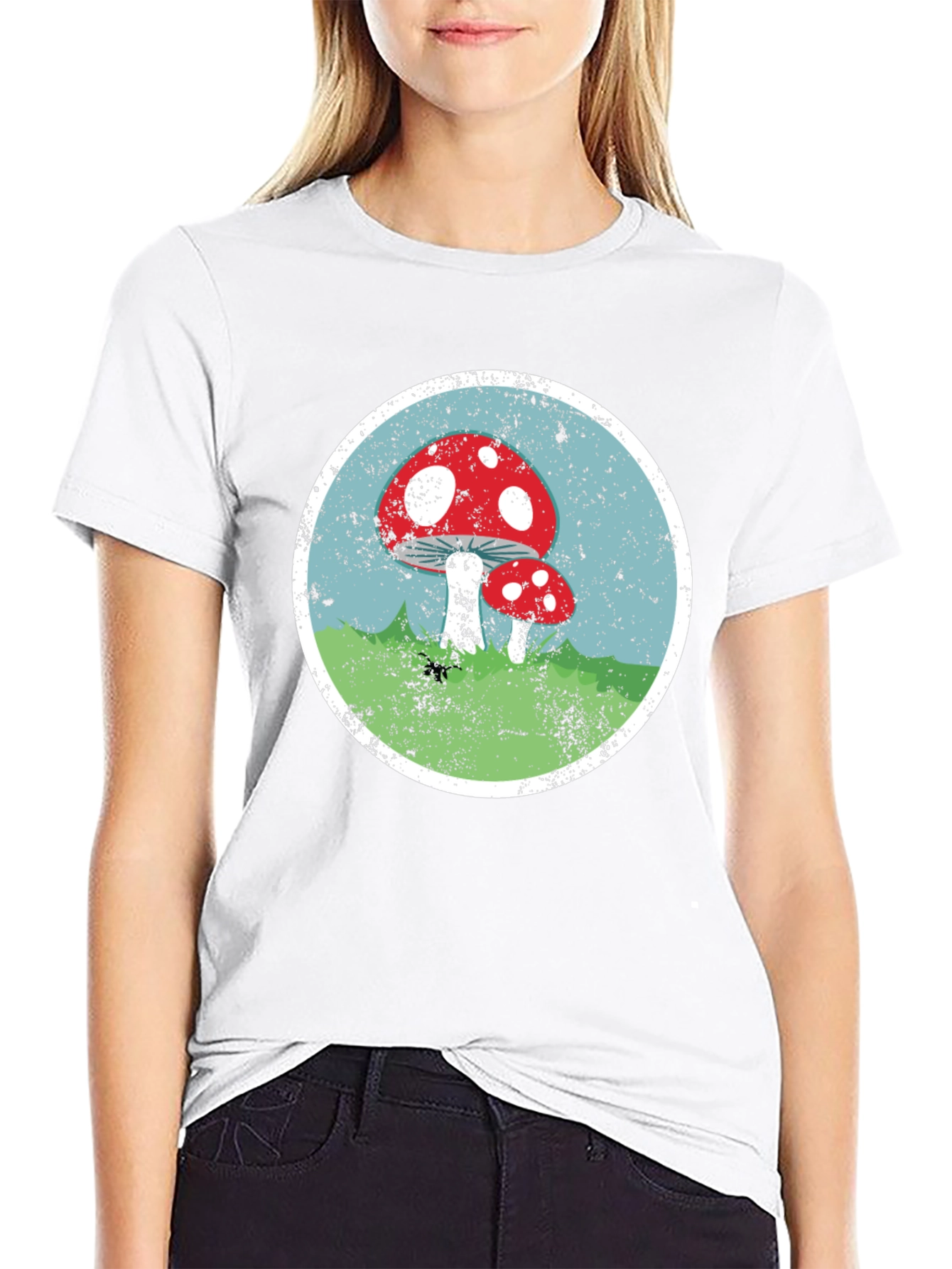 Mushroom Circle Graphic Tee - Black