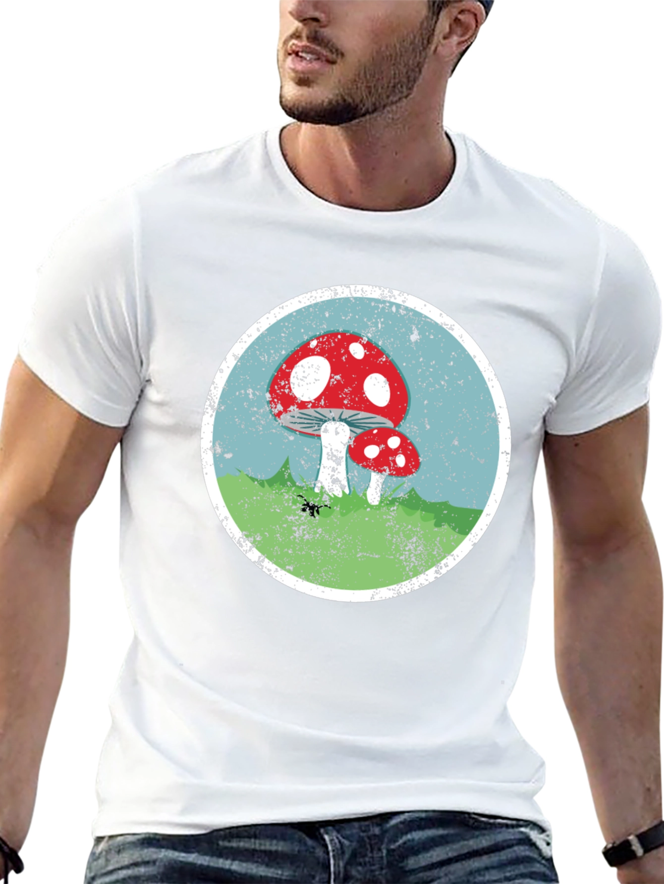 Mushroom Circle Graphic Tee - Black