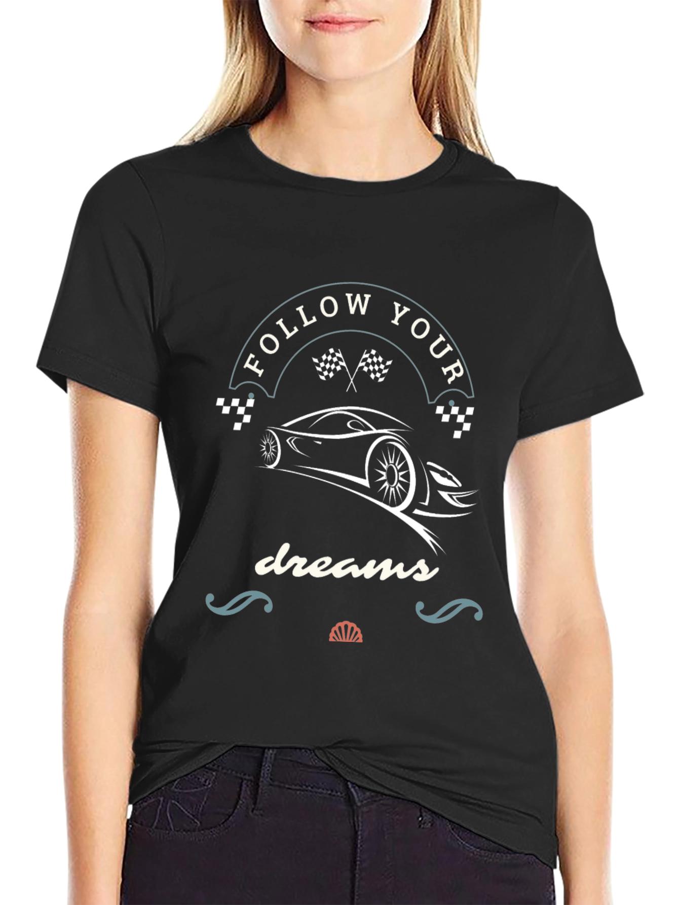Follow Your Dreams Racing Car T-Shirt - Black