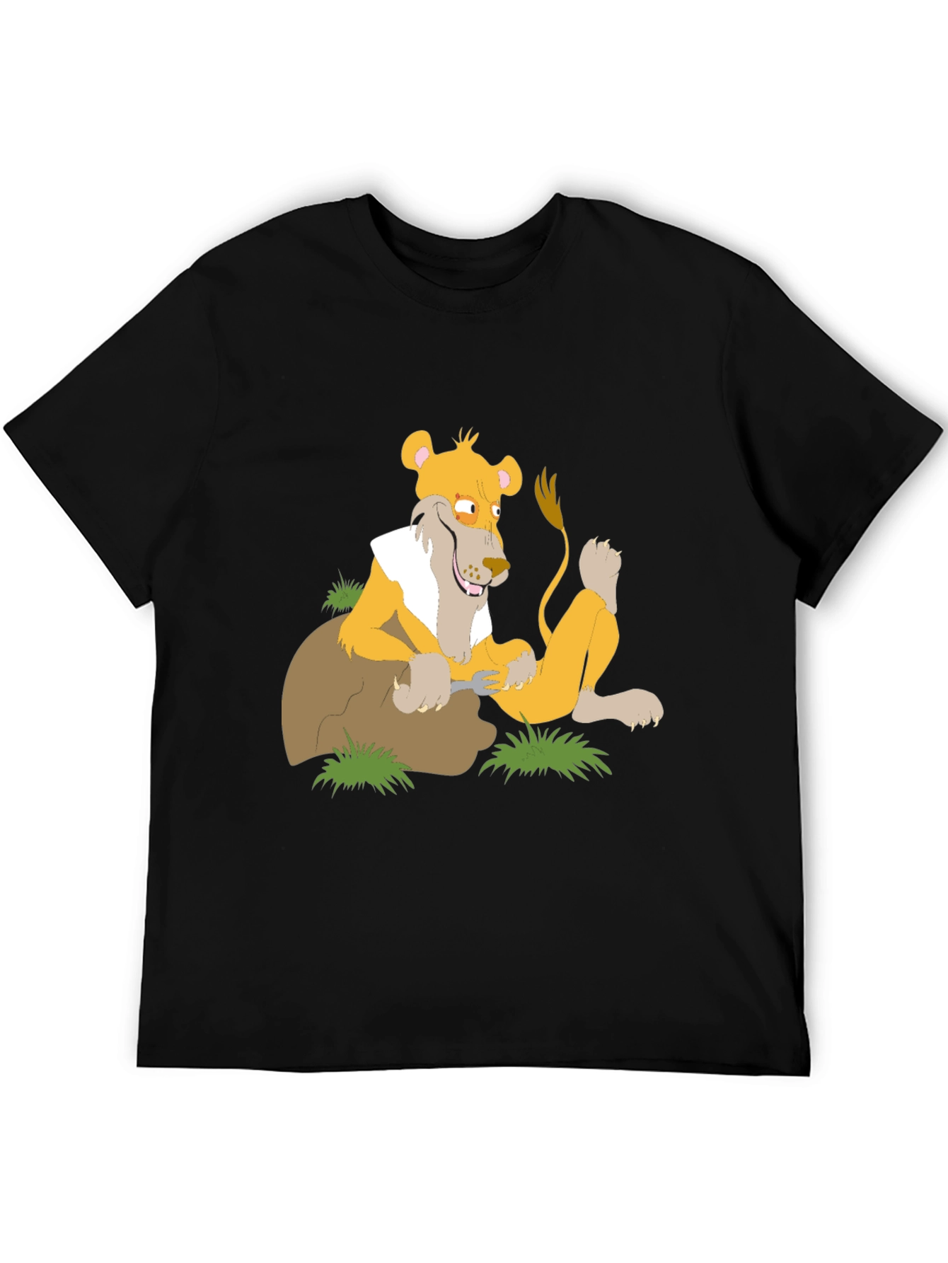 Lion Cartoon Graphic T-Shirt - Black