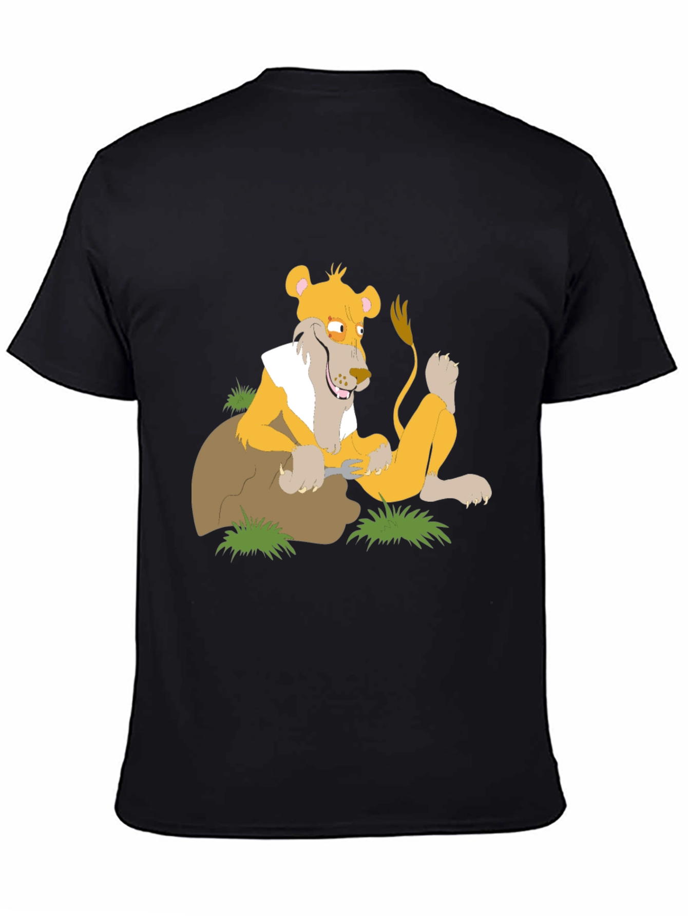 Lion Cartoon Graphic T-Shirt - Black