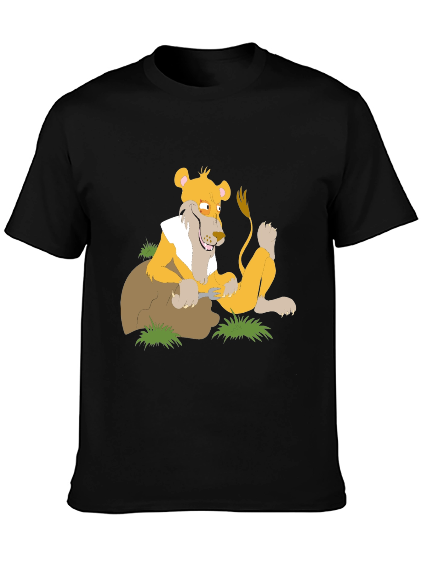 Lion Cartoon Graphic T-Shirt - Black