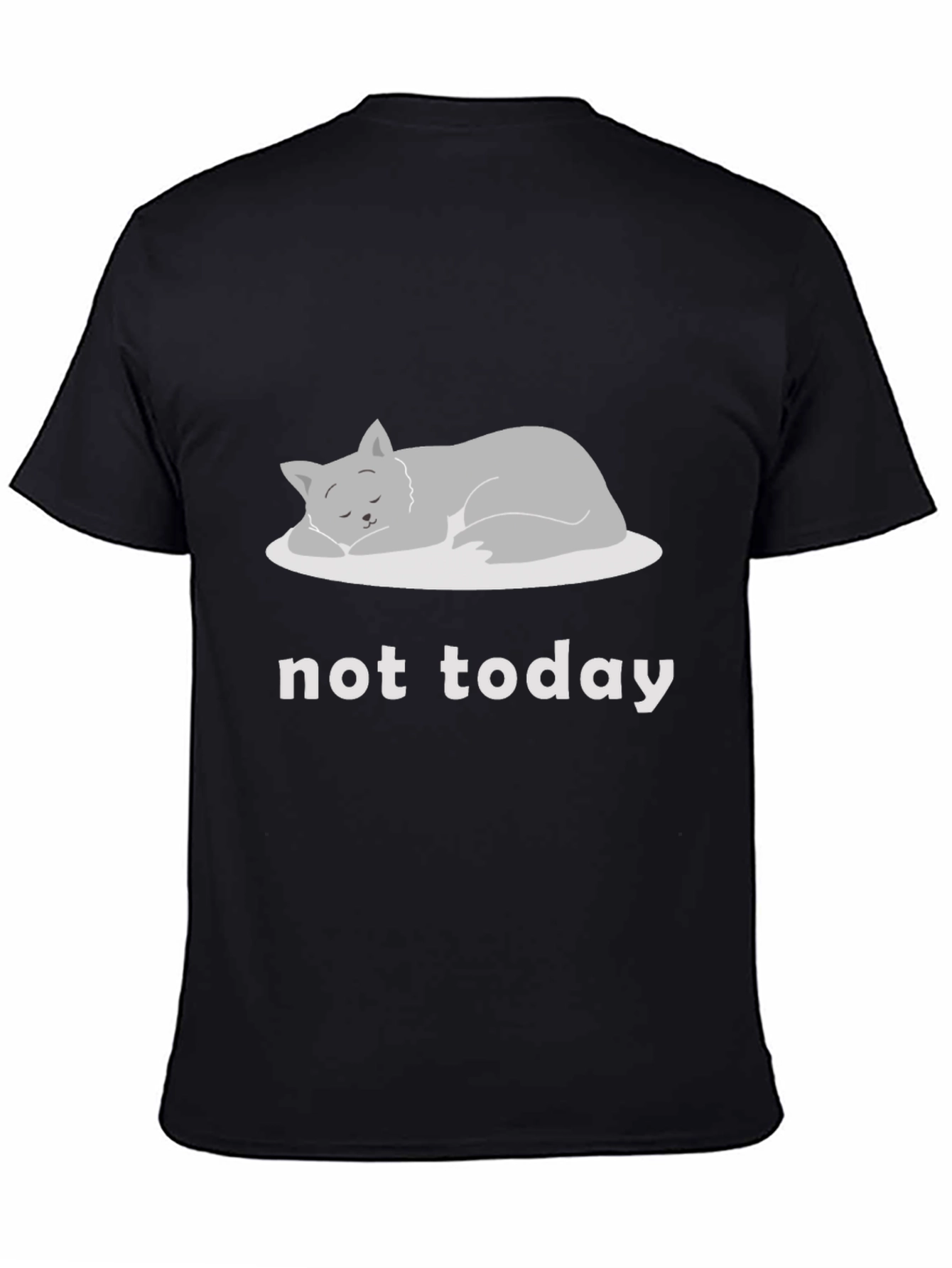 Not Today Lazy Cat Graphic T-Shirt - Black