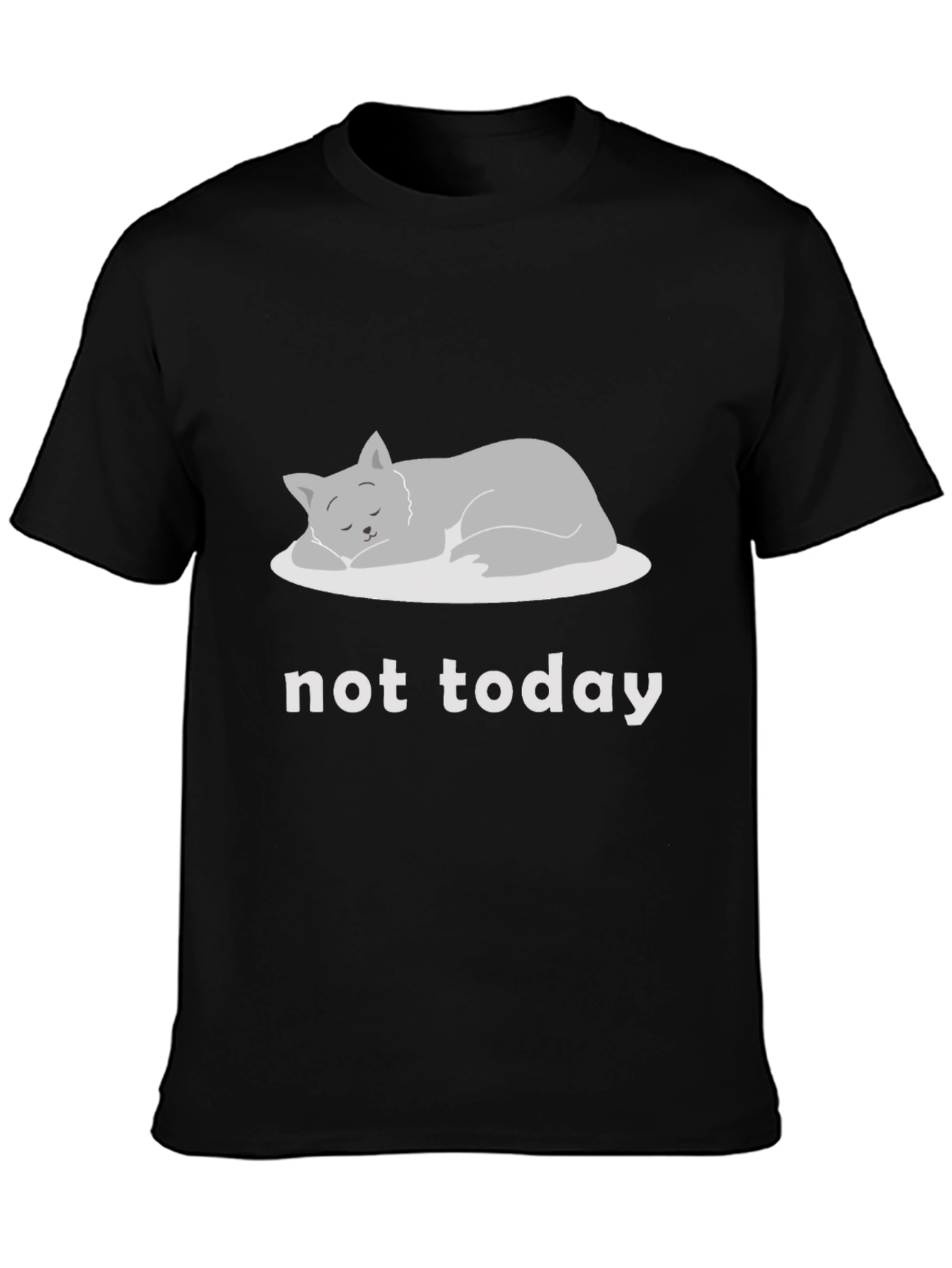 Not Today Lazy Cat Graphic T-Shirt - Black