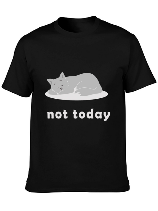 Not Today Lazy Cat Graphic T-Shirt - Black