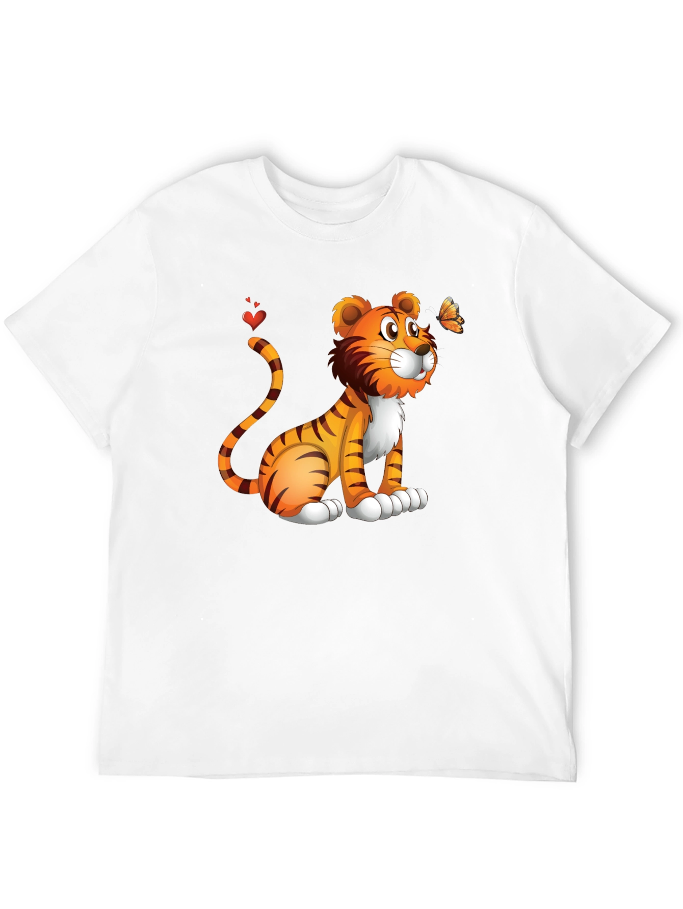 Tiger & Butterfly Graphic Tee - Black Cotton Blend