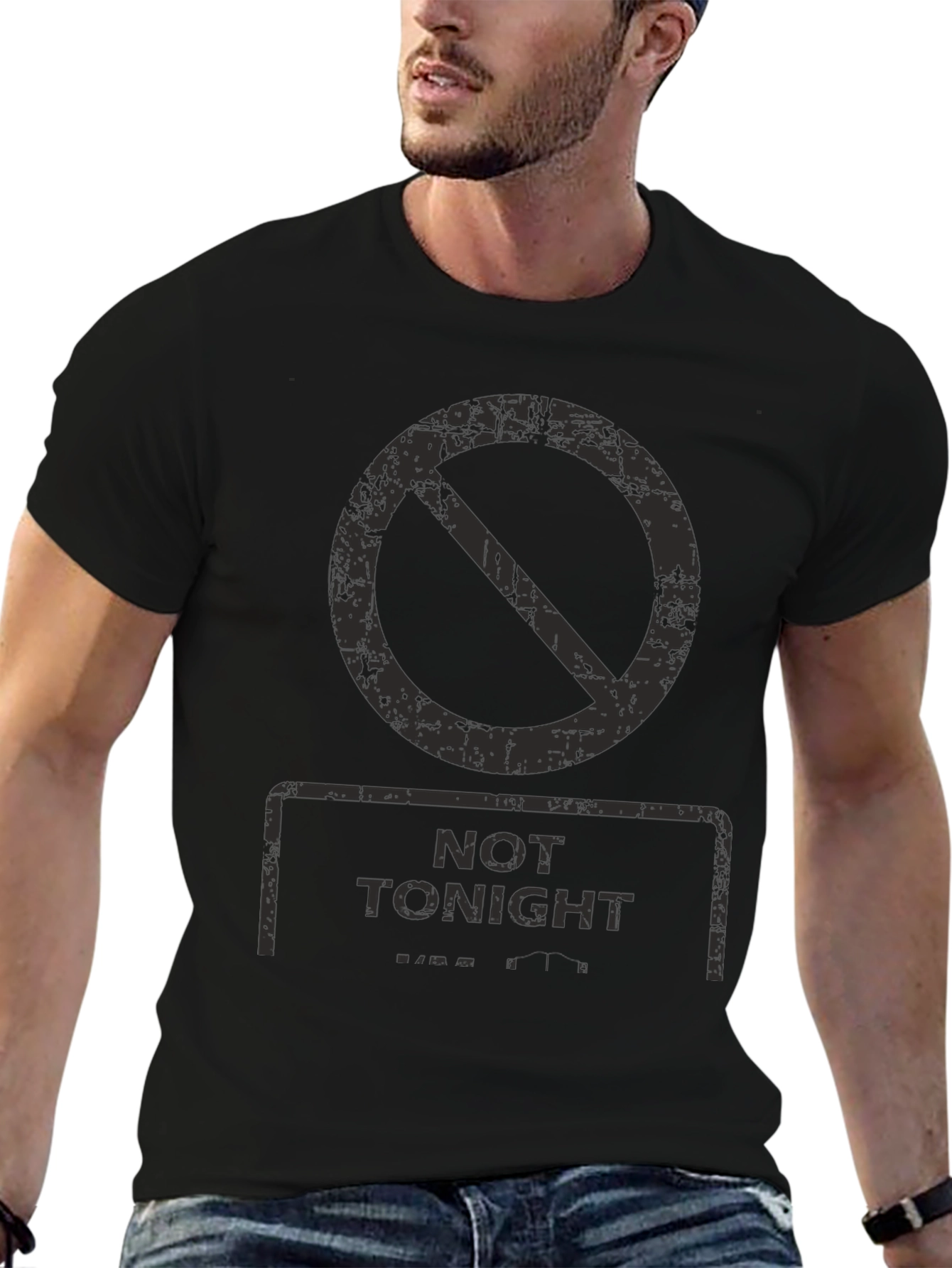 Not Tonight Graphic Tee - Black Crew Neck