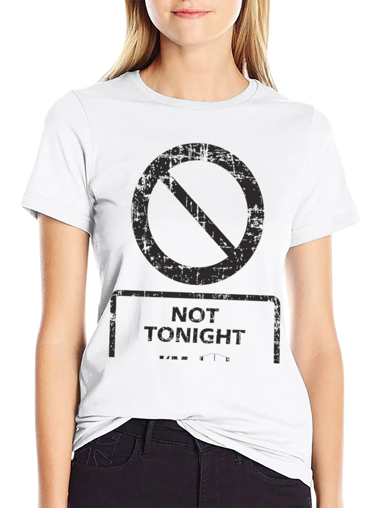 Not Tonight Graphic Tee - Black Crew Neck