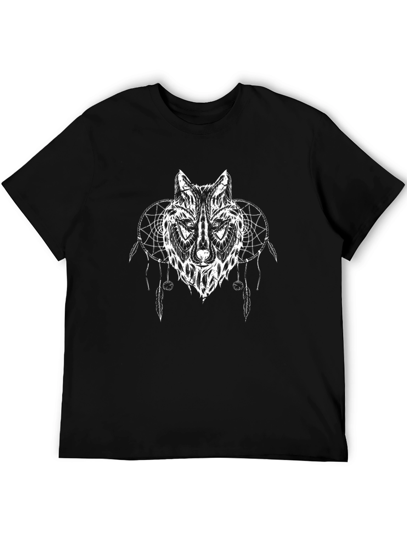 Wolf Dreamcatcher Graphic Tee - Black