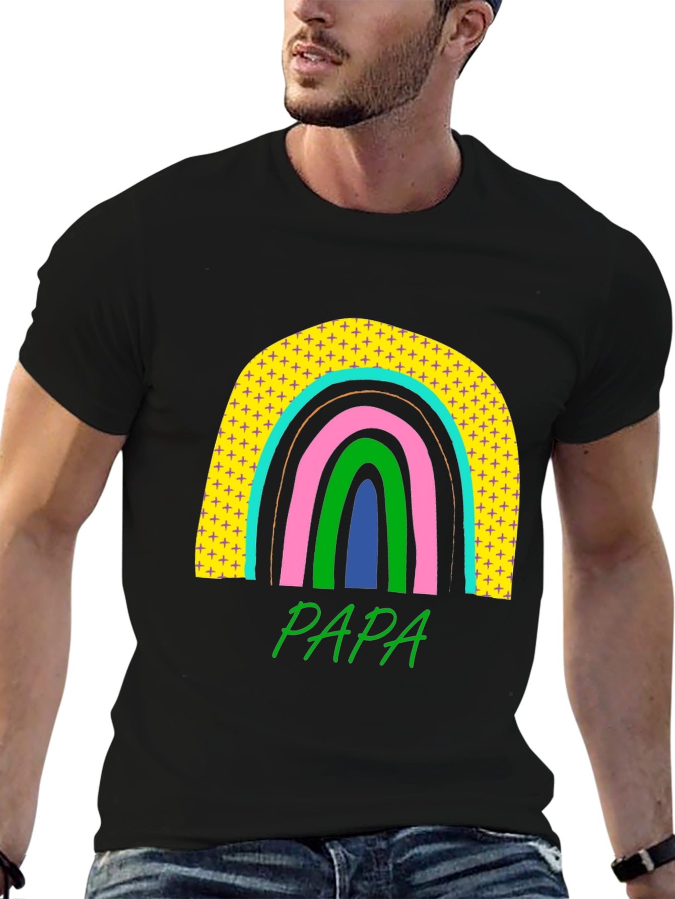 Papa Rainbow Graphic Tee - Fathers Day Gift