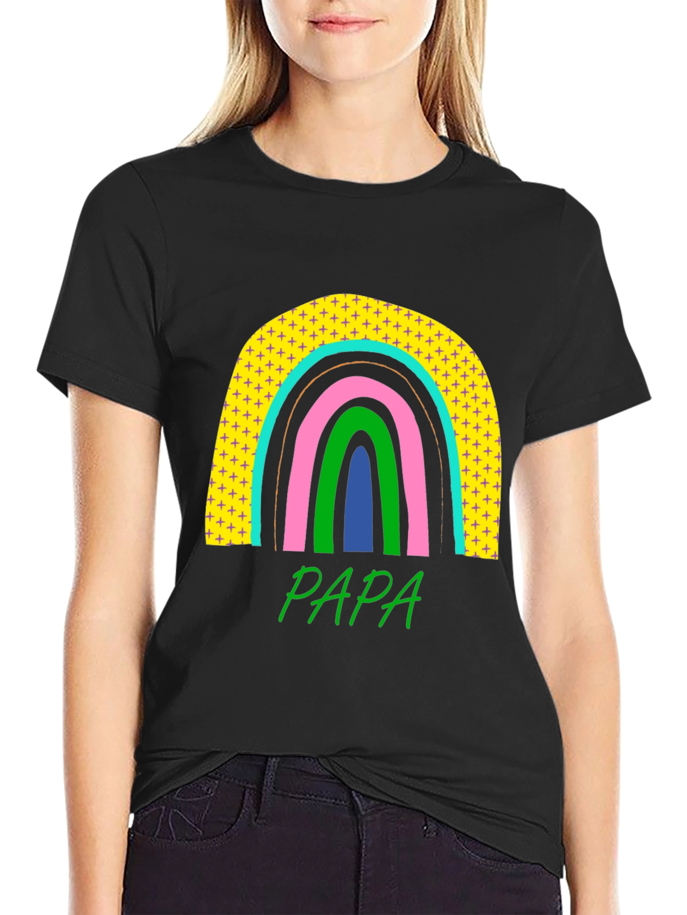 Papa Rainbow Graphic Tee - Fathers Day Gift