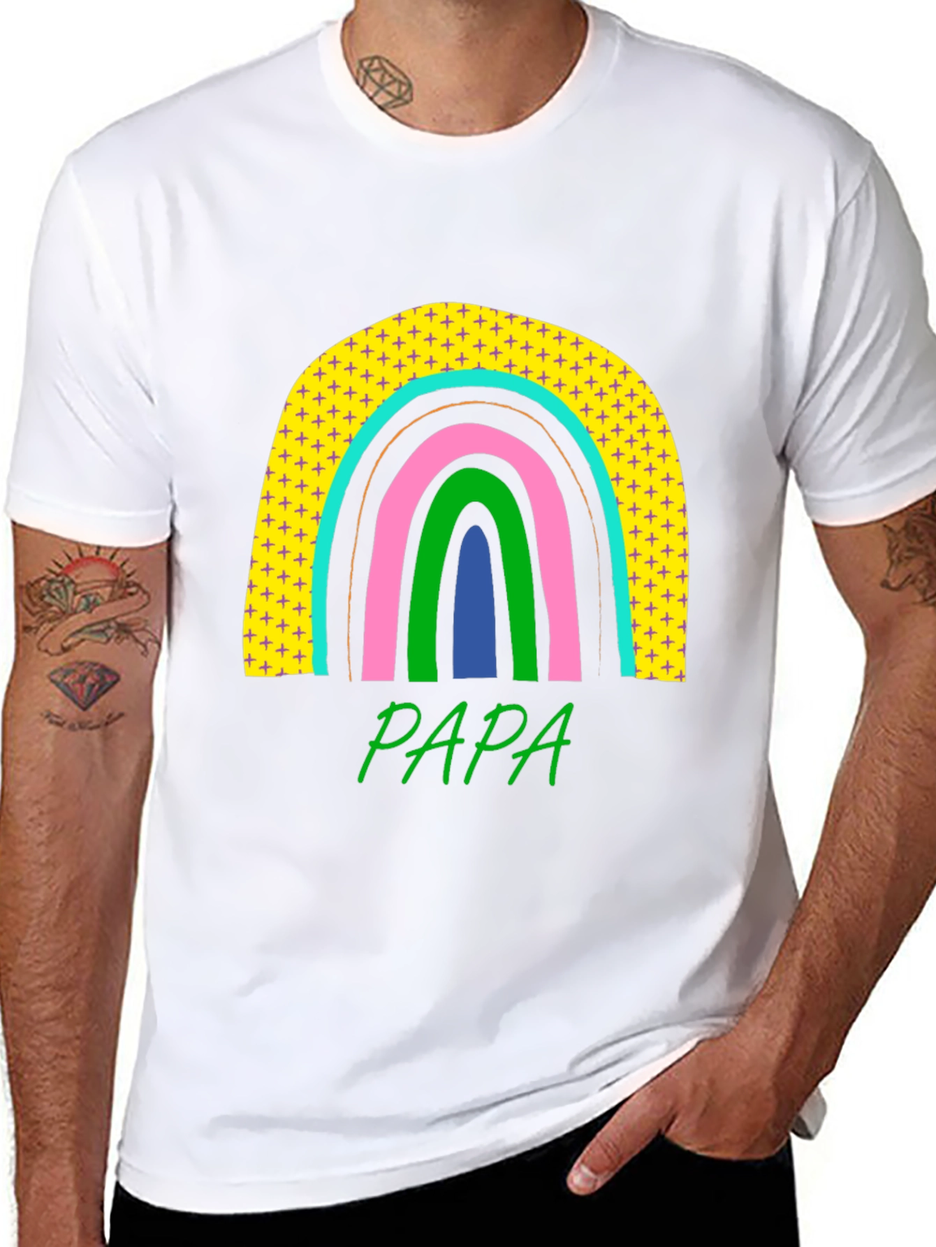 Papa Rainbow Graphic Tee - Fathers Day Gift