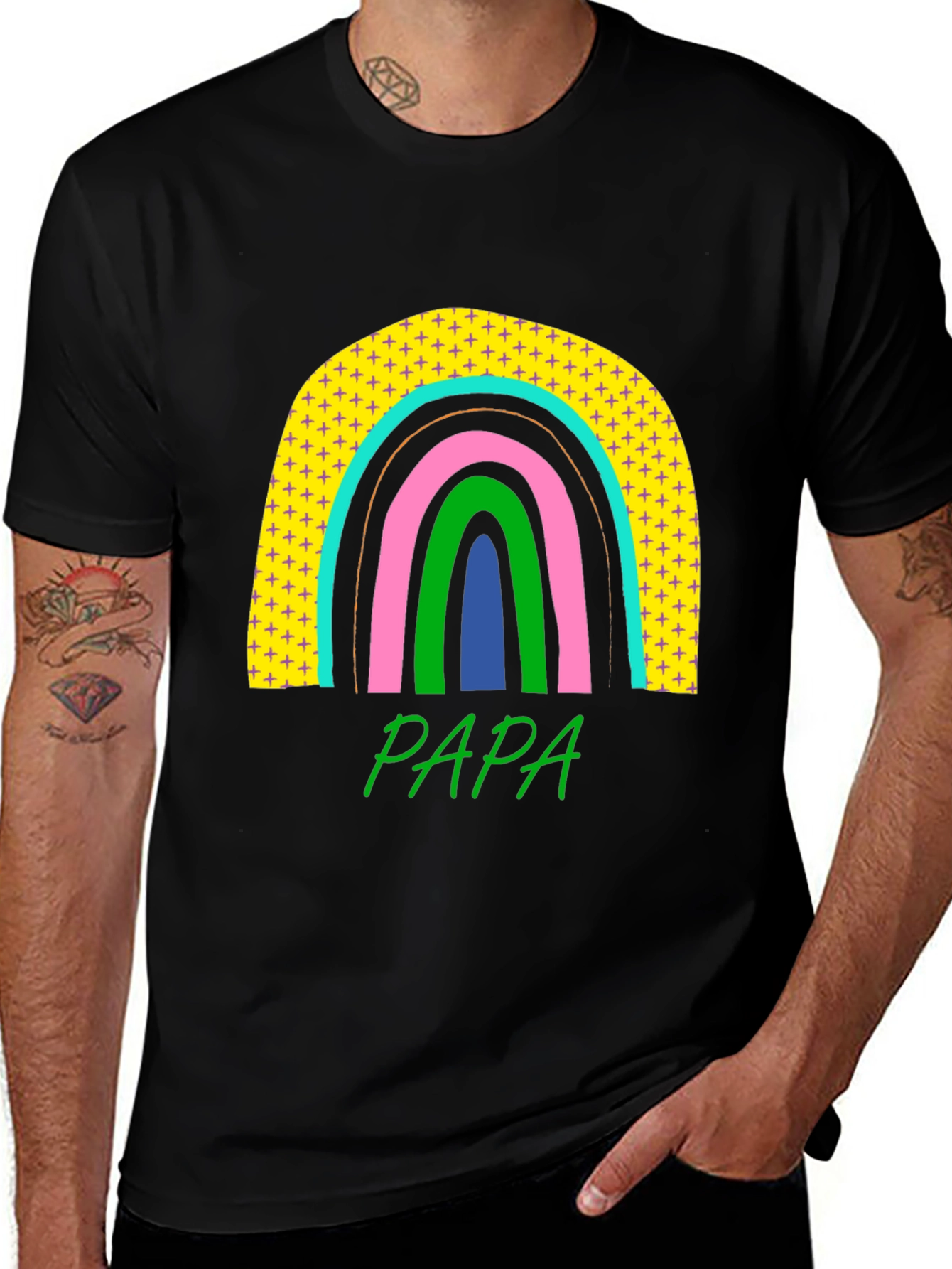 Papa Rainbow Graphic Tee - Fathers Day Gift
