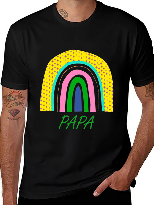 Papa Rainbow Graphic Tee - Fathers Day Gift