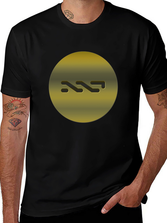 Gold Abstract Graphic Print Black T-Shirt