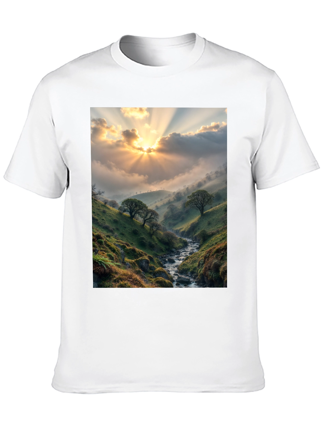 Sunlit Valley T-Shirt - Nature Scenery Tee