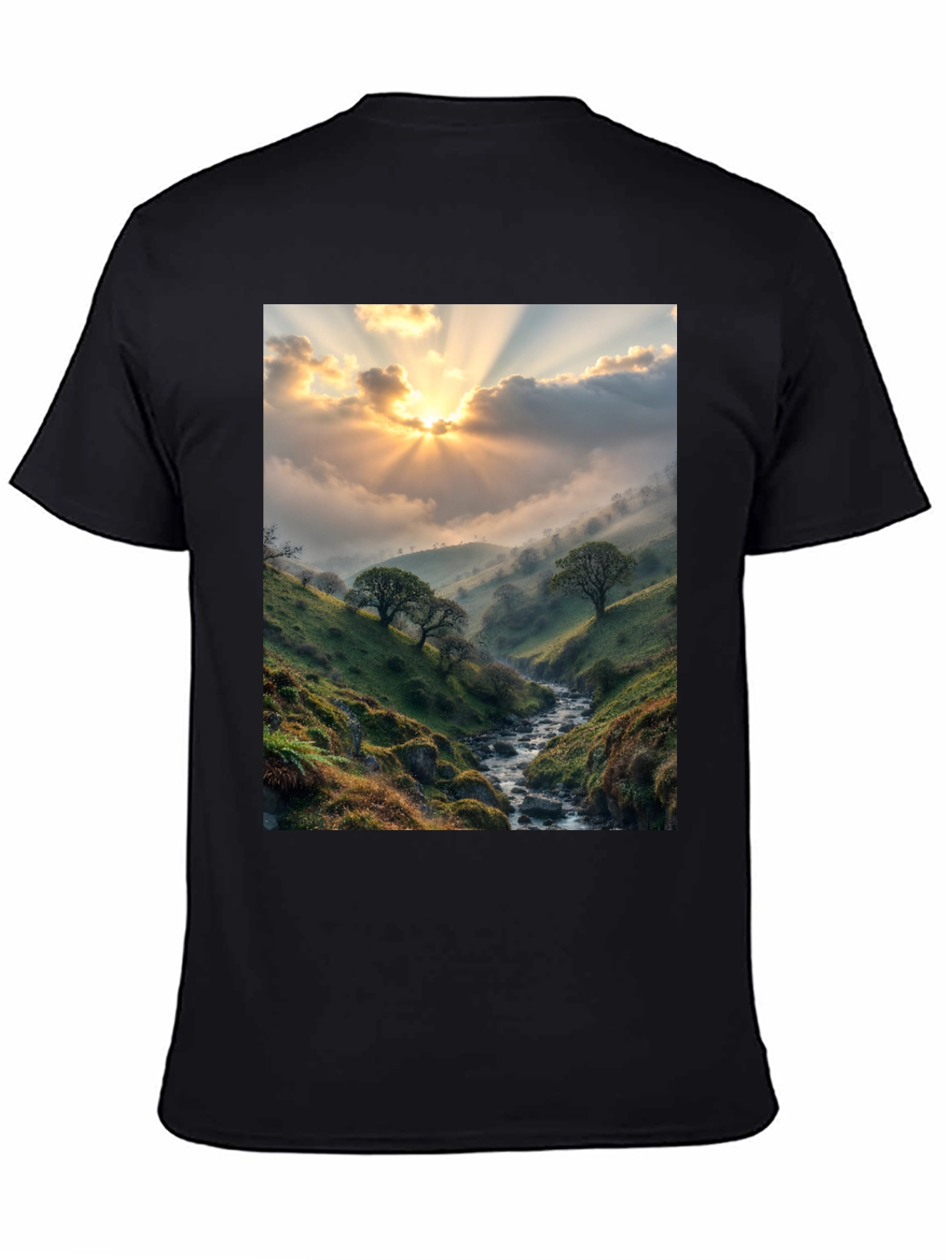 Sunlit Valley T-Shirt - Nature Scenery Tee