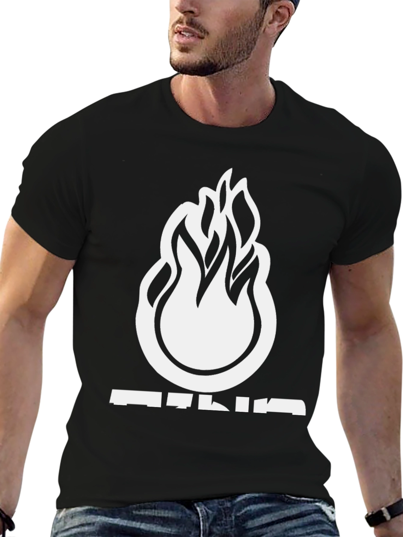 Flame Graphic T-Shirt - Black Casual Tee