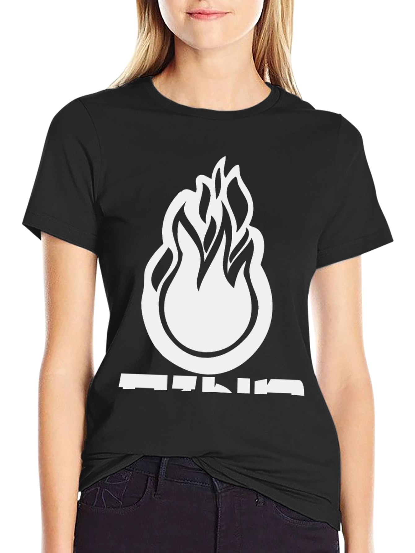 Flame Graphic T-Shirt - Black Casual Tee