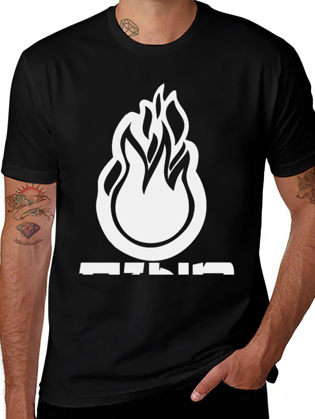 Flame Graphic T-Shirt - Black Casual Tee