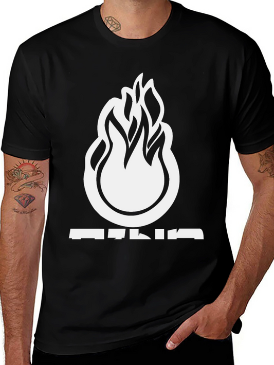 Flame Graphic T-Shirt - Black Casual Tee