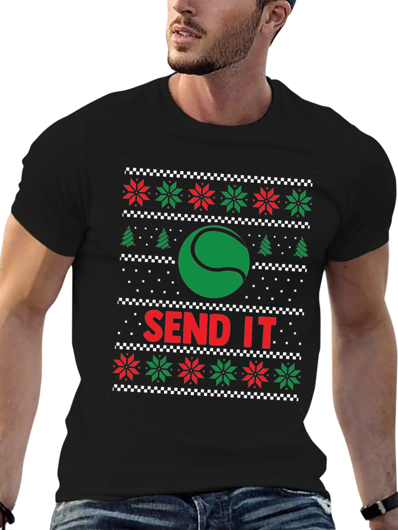 Tennis Send It Holiday Ugly Sweater T-Shirt