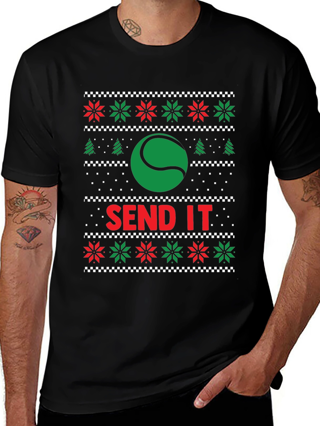 Tennis Send It Holiday Ugly Sweater T-Shirt