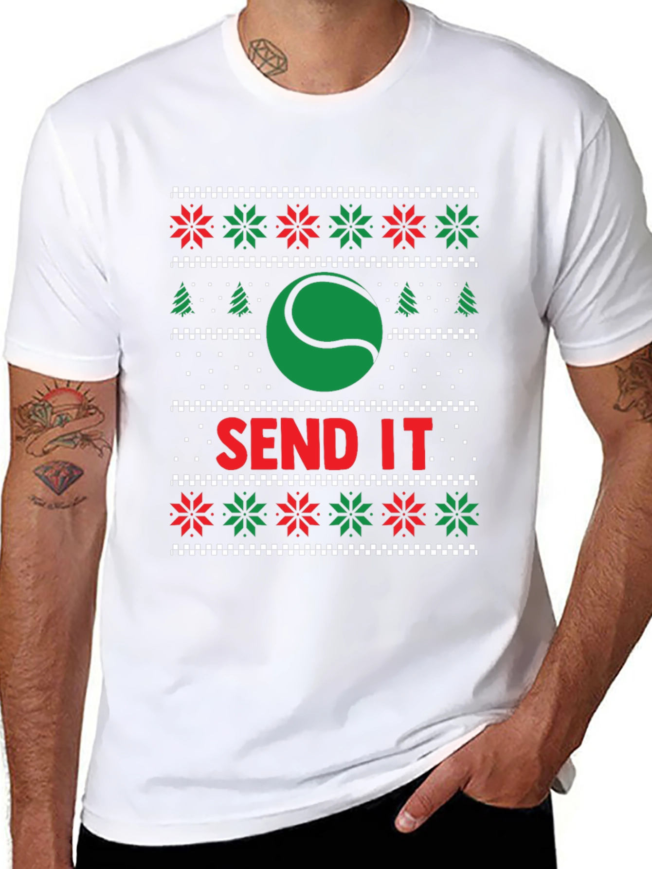 Tennis Send It Holiday Ugly Sweater T-Shirt