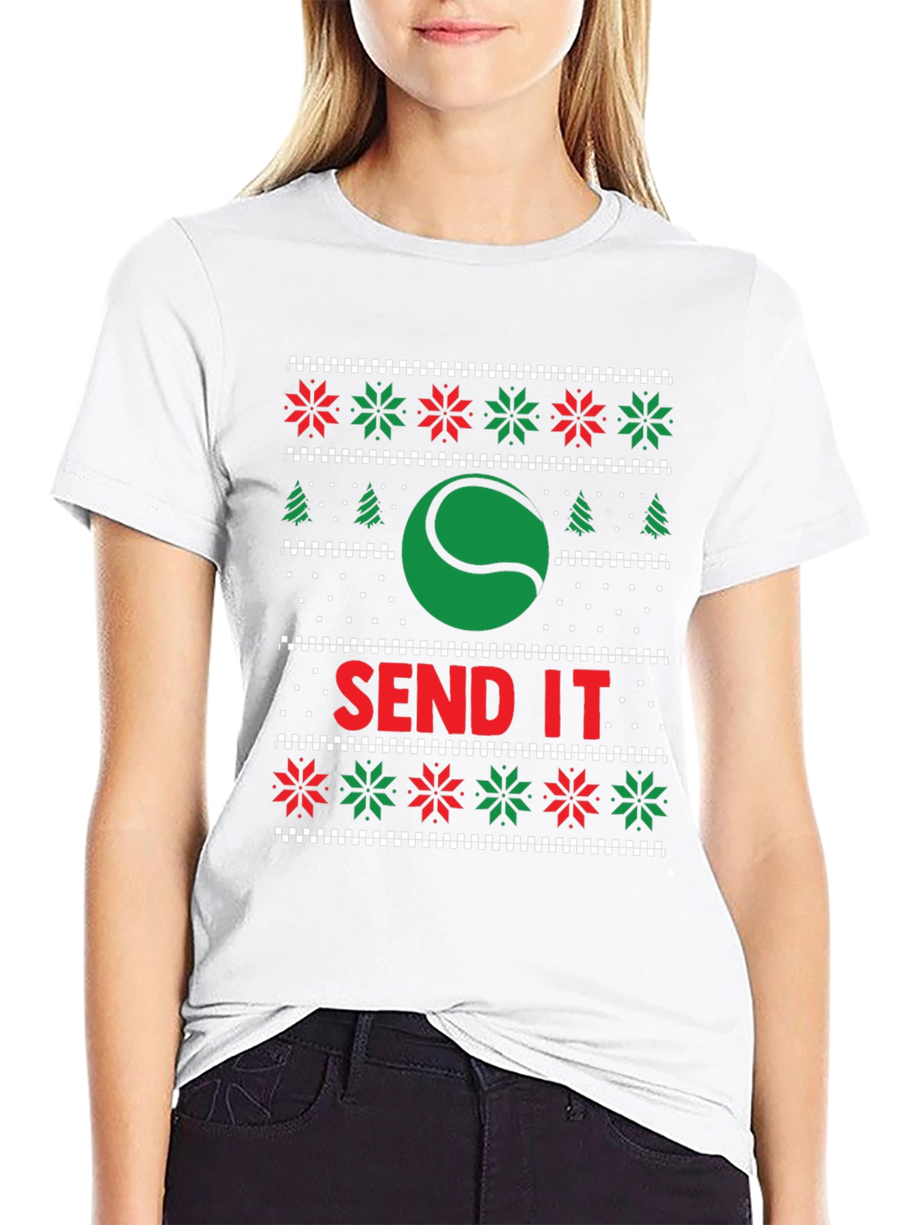 Tennis Send It Holiday Ugly Sweater T-Shirt