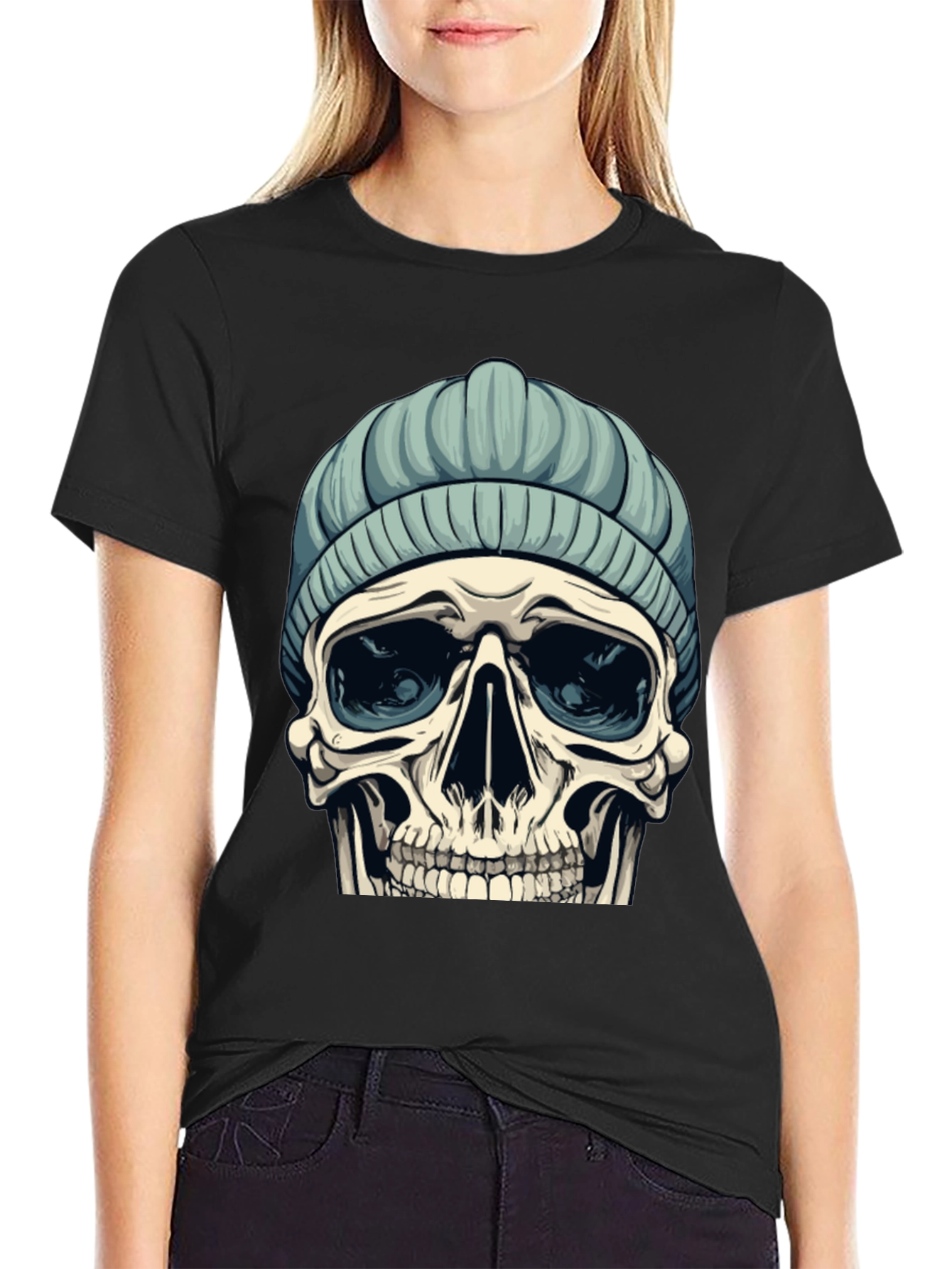 Skull with Beanie Graphic Tee