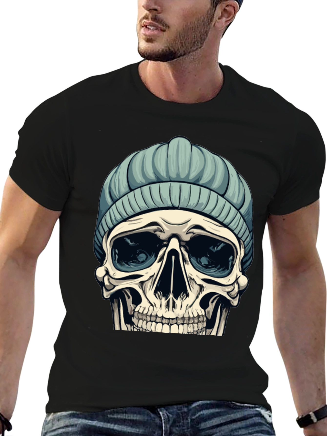 Skull with Beanie Graphic Tee