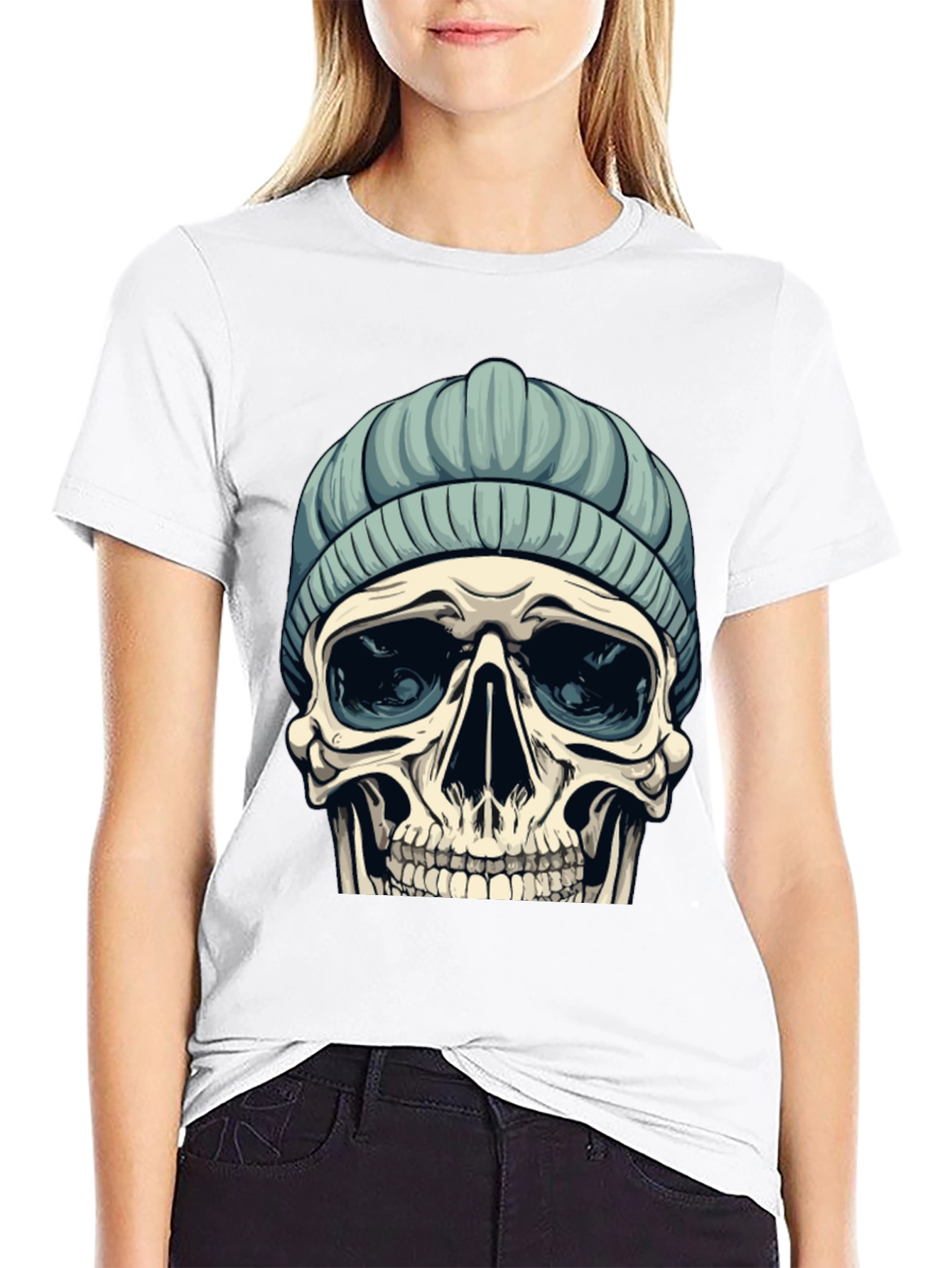 Skull with Beanie Graphic Tee