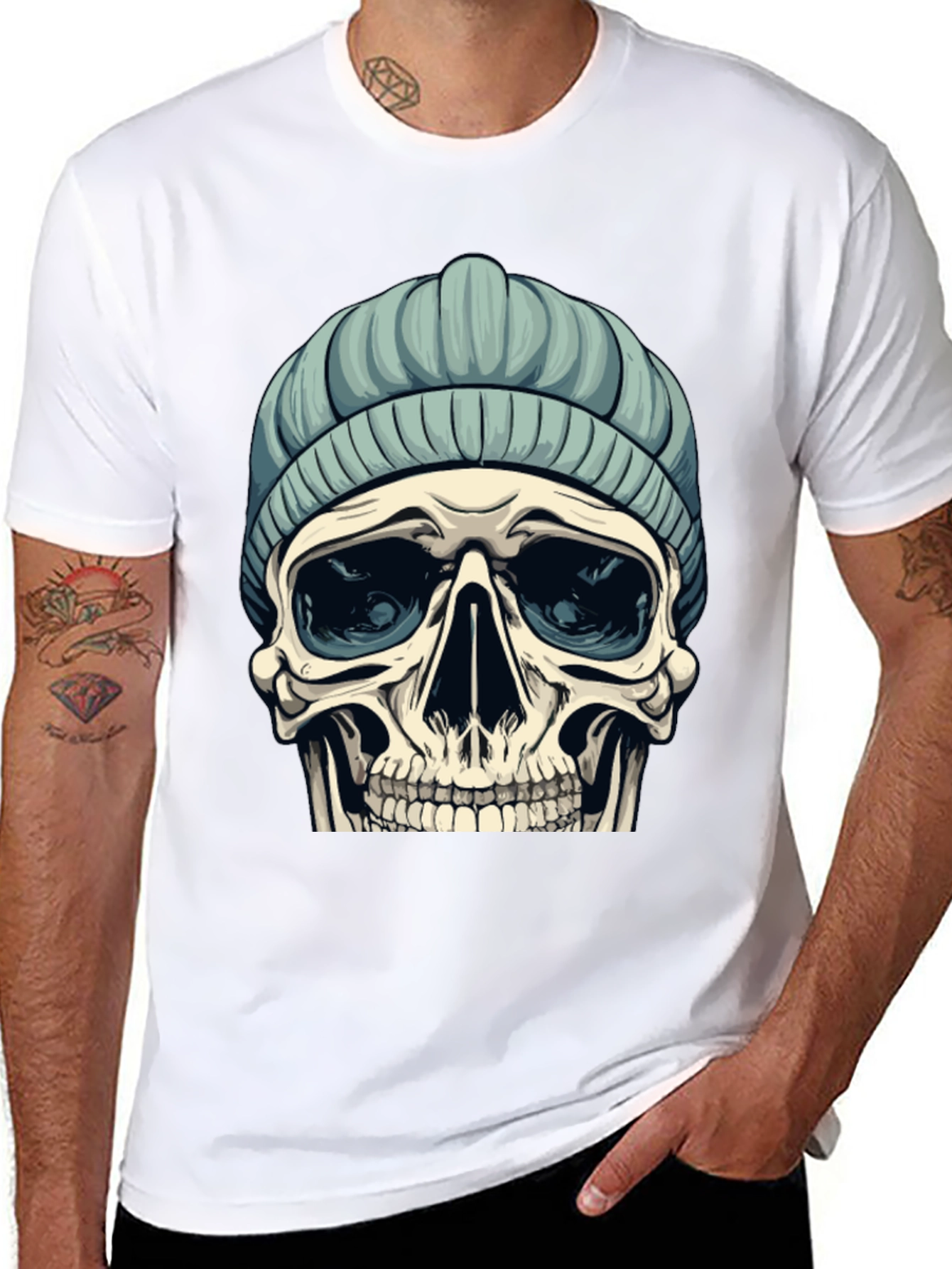 Skull with Beanie Graphic Tee