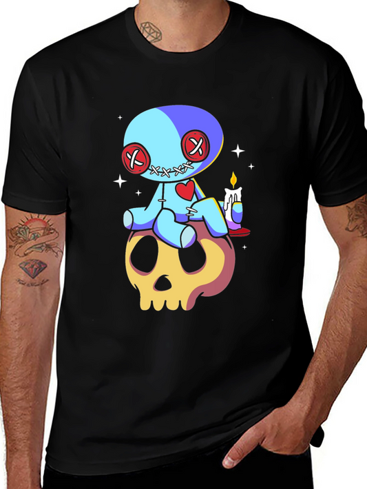 Voodoo Doll Skull Graphic Tee - Spooky Cute Style