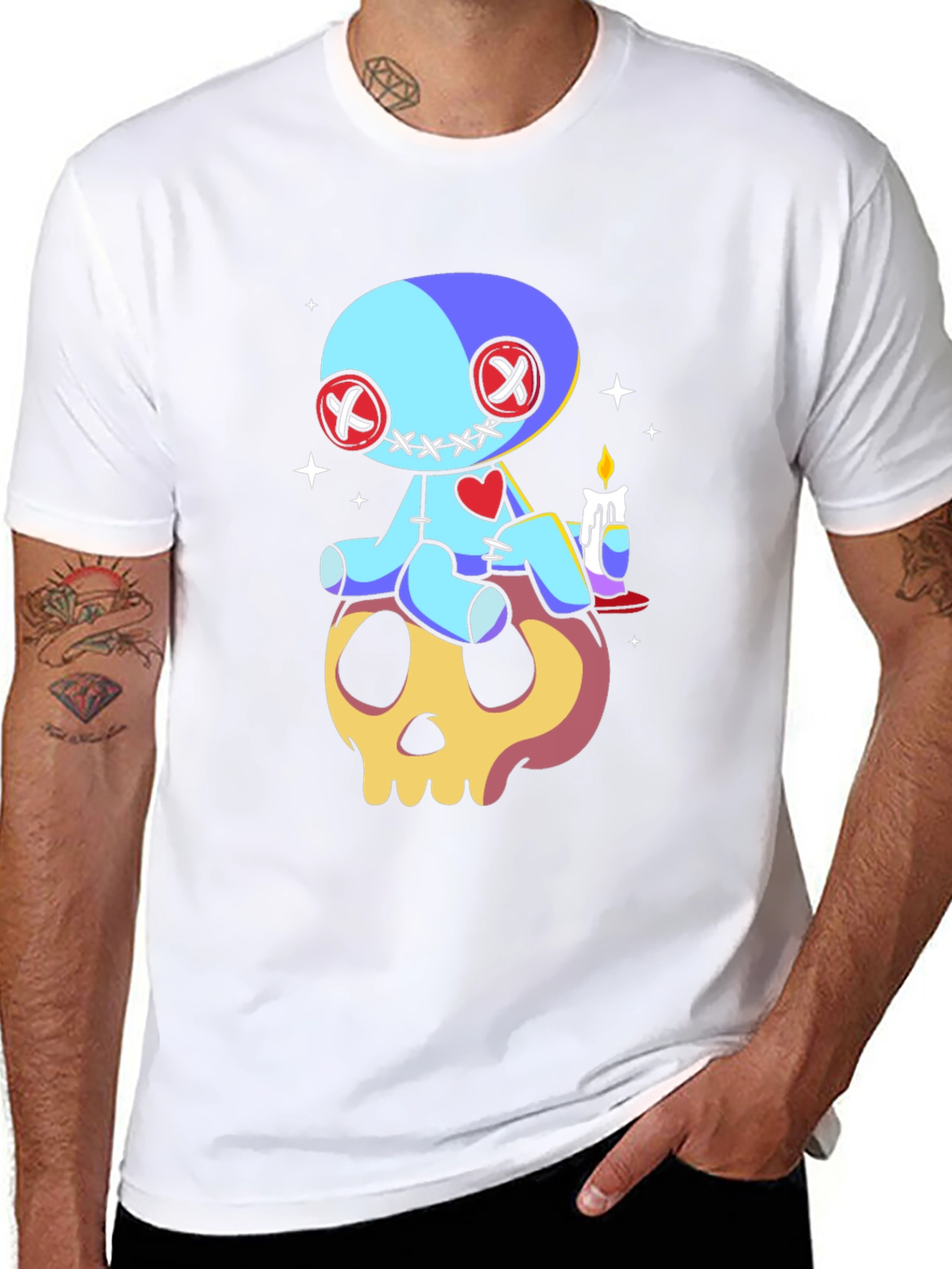 Voodoo Doll Skull Graphic Tee - Spooky Cute Style